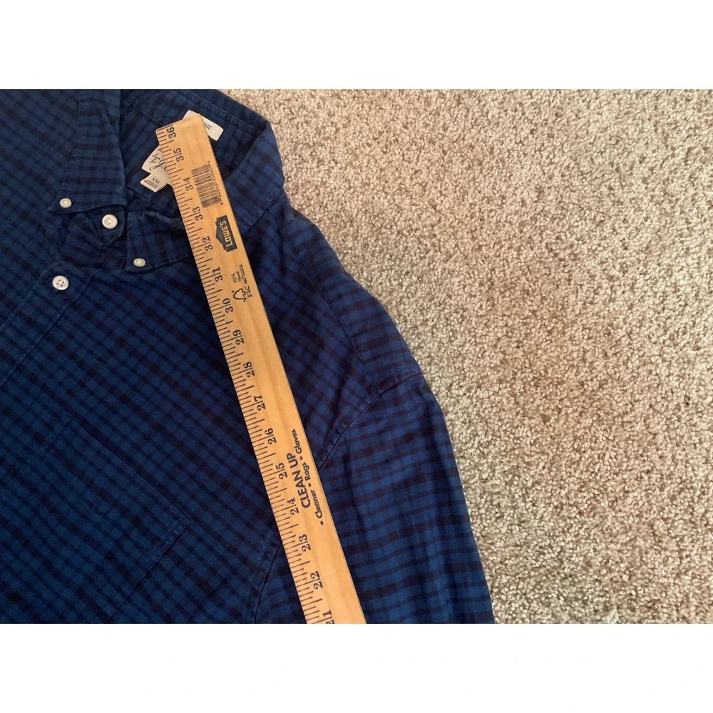 J. Crew Mens Button Down Shirt XXL Blue Gingham American Pima Cotton Classic Fit